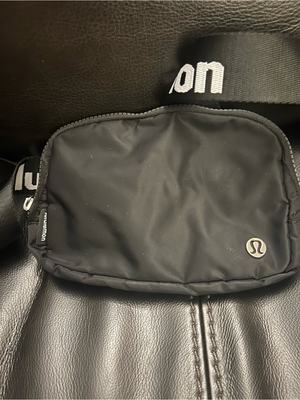 lululemon athletica Black Waist Pouch with Branded Strap